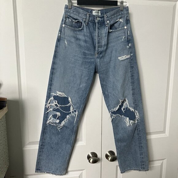 Agolde 90's Jeans Womens 27 Distressed High Rise Straight Leg Made USA - Picture 1 of 10